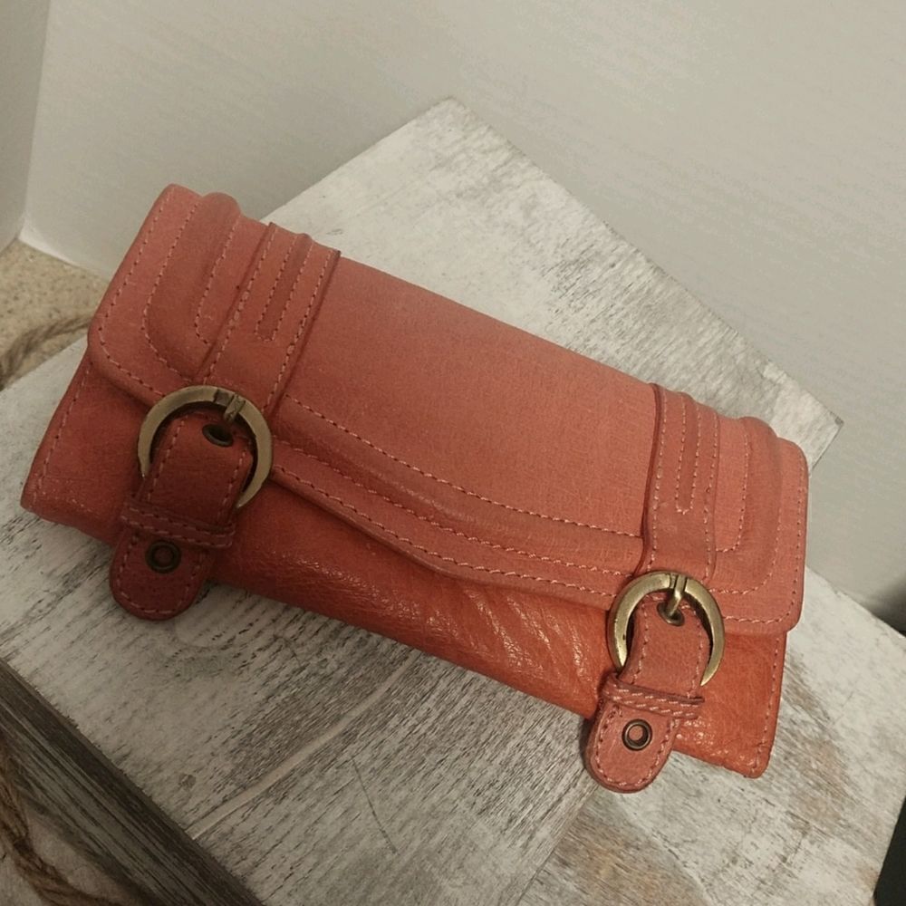 Vintage Topshop Coral Leather Wallet.